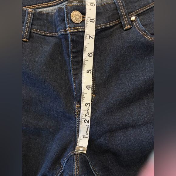 White House Black Market WHBM Dark Blue Skinny Flare Jeans, Size 10 - Picture 6 of 14